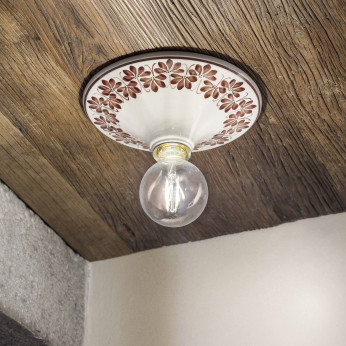FerroLuce Plafoniera da soffitto dal design rustico in ceramica decorata a mano Trieste