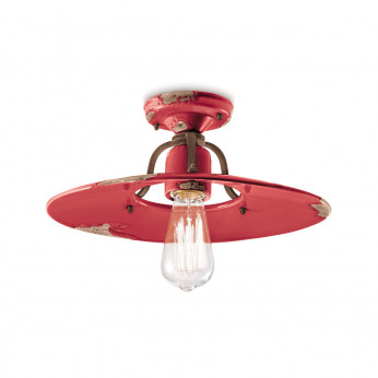 FerroLuce Plafoniera grande in metallo con diffusore in ceramica dal design industrial Country