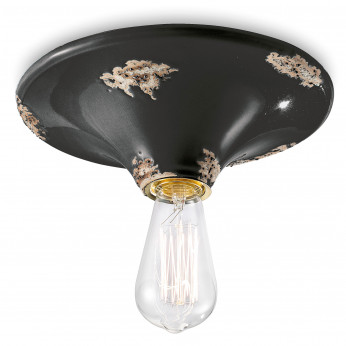 FerroLuce Plafoniera grande rotonda dal design industrial con diffusore in ceramica Vintage
