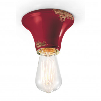 FerroLuce Plafoniera media rotonda dal design industrial con diffusore in ceramica Vintage