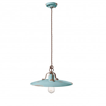 FerroLuce Sospensione grande in metallo con diffusore in ceramica dal design industrial Country