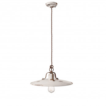 FerroLuce Sospensione grande in metallo con diffusore in ceramica dal design industrial Country
