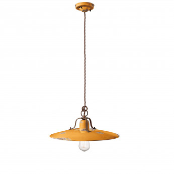 FerroLuce Sospensione grande in metallo con diffusore in ceramica dal design industrial Country