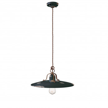 FerroLuce Sospensione grande in metallo con diffusore in ceramica dal design industrial Country