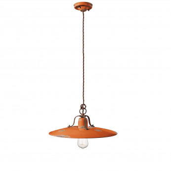 FerroLuce Sospensione grande in metallo con diffusore in ceramica dal design industrial Country