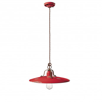 FerroLuce Sospensione grande in metallo con diffusore in ceramica dal design industrial Country