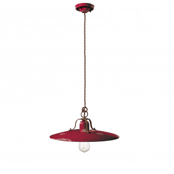 FerroLuce Sospensione grande in metallo con diffusore in ceramica dal design industrial Country