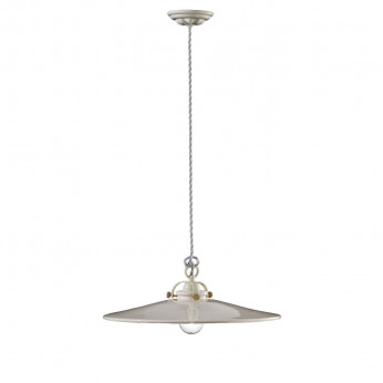 FerroLuce Sospensione grande in metallo e diffusore in ceramica dal design industrial B&W