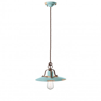 FerroLuce Sospensione media in metallo con diffusore in ceramica dal design industrial Country