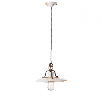 FerroLuce Sospensione media in metallo con diffusore in ceramica dal design industrial Country
