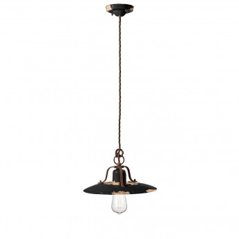 FerroLuce Sospensione media in metallo con diffusore in ceramica dal design industrial Country
