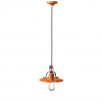 FerroLuce Sospensione piccola in metallo con diffusore in ceramica dal design industrial Country