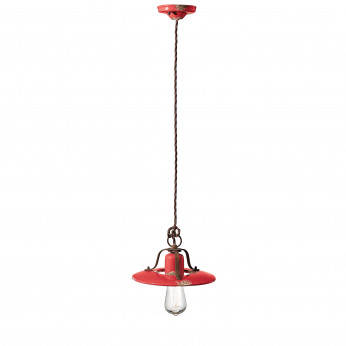 FerroLuce Sospensione piccola in metallo con diffusore in ceramica dal design industrial Country