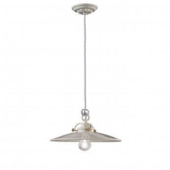FerroLuce Sospensione piccola in metallo e diffusore in ceramica dal design industrial B&W
