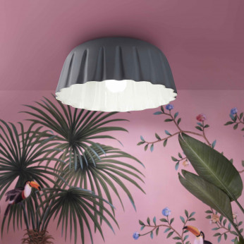 FerroLuce Lampada da soffitto piccola con paralume in ceramica dalle linee moderne decò Madame Gres