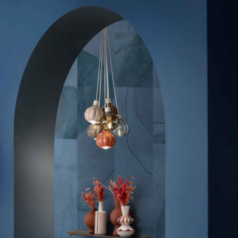 FerroLuce Lampada a sospensione con 6 diffusori in vetro e ceramica dallo stile moderno Afoxé