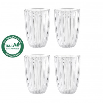 Guzzini Set 4 pezzi bicchieri per acqua in bio-plastica dal design moderno Dolcevita