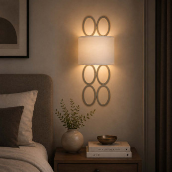 Hinkley Applique a parete in acciaio con diffusore moderno in lino a 2 luci E14 Jules