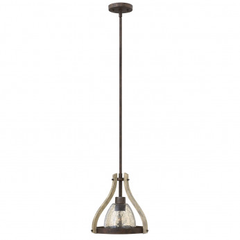 Hinkley Lampada a sospensione mini in legno e acciaio con diffusore in vetro 1 luce Middlefield