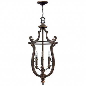 Hinkley Lampadario rustico con struttura in acciaio con diffusore a 4 luci Plymouth