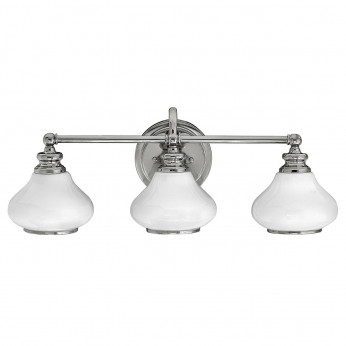 Hinkley Lampada da parete a LED per bagno in acciaio con 3 diffusori in vetro Ainsley