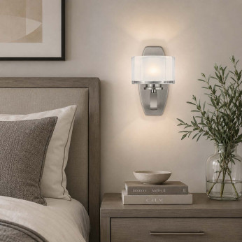 Hinkley Lampada da parete in acciaio con diffusore in vetro a 1 luce a LED G9 Meridian
