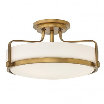 Hinkley Lampada da soffitto media moderna in acciaio con diffusore in vetro a 3 luci Harper
