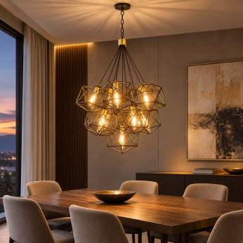 Hinkley Lampadario a grappolo con 11 diffusori geometrici dal design moderno Astrid
