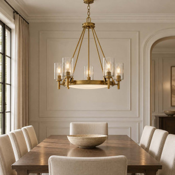 Hinkley Lampadario in acciaio diffusore in vetro a 5 luci dal design moderno Collier
