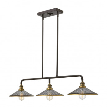 Hinkley Lampadario lineare in acciaio diffusori a rete a 3 luce dal design industrial Rocklyn