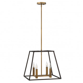 Hinkley Lampadario moderno in acciaio a 4 luci e diffusore geometrico moderno Fulton