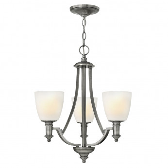 Hinkley Lampadario piccolo in acciaio con diffusori in vetro a 3 luce dal design moderno Truman