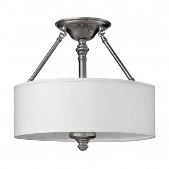 Hinkley Plafoniera a soffitto stile moderno in acciaio con diffusori in lino a 9 luci Sussex