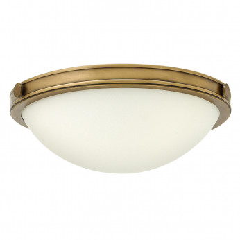 Hinkley Plafoniera rotonda piccola in acciaio diffusore in vetro a 2 luci design moderno Collier
