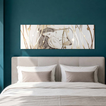 I Dettagli Capezzale da parete in legno con incisioni a laser dal design moderno 150x50 Dea