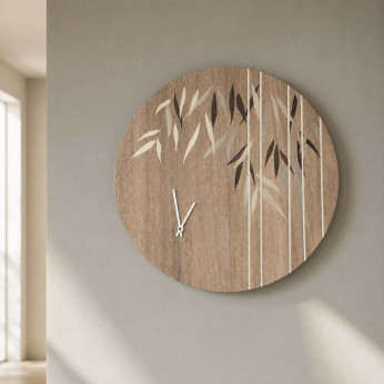 I Dettagli Orologio da parete rotondo dal incisioni laser su legno dal design elegante Vienna