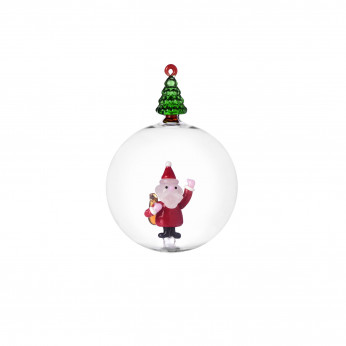 Ichendorf Pallina di natale in vetro con albero e babbo natale Christmas Tales