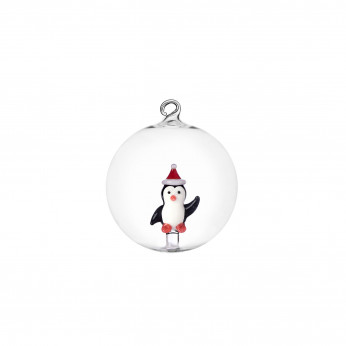 Ichendorf Pallina di natale in vetro con pinguino con cappello Christmas Tales