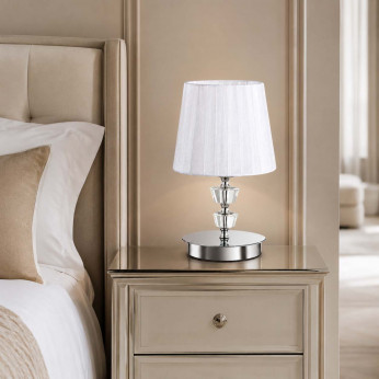 Ideal lux Abat jour in metallo e cristallo con paralume in organza per camera da letto Pegaso