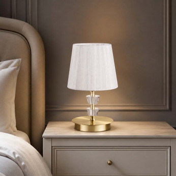 Ideal lux Abat jour in metallo e cristallo con paralume in organza per comodino Pegaso