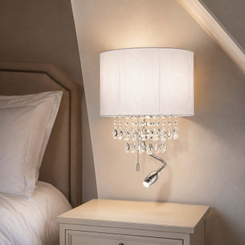 Ideal lux Applique da parete classica con paralume in pvc e pendagli in cristallo molato Opera