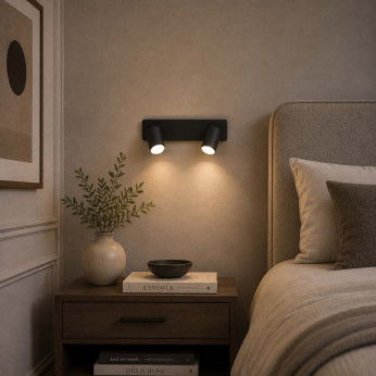 Ideal lux Applique da parete con struttura in alluminio e 2 diffusori rotondi orientabili Rudy