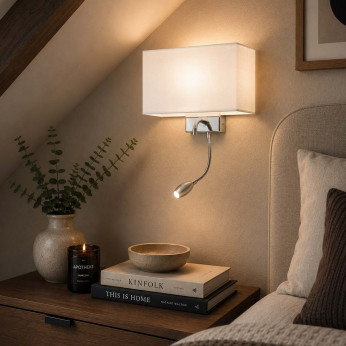 Ideal lux Applique da parete moderna con struttura in metallo e paralume in tessuto Hotel