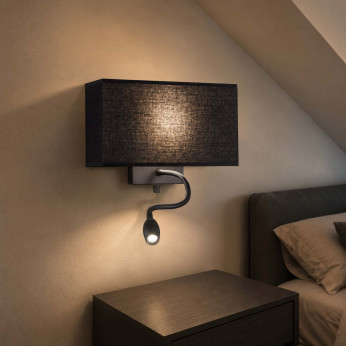 Ideal lux Applique da parete moderna con struttura in metallo e paralume in tessuto Hotel