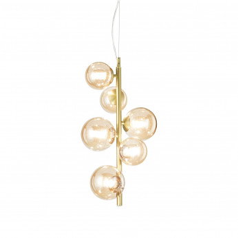 Ideal lux Lampada a sospensione con struttura in metallo e 6 diffusori in vetro Perlage