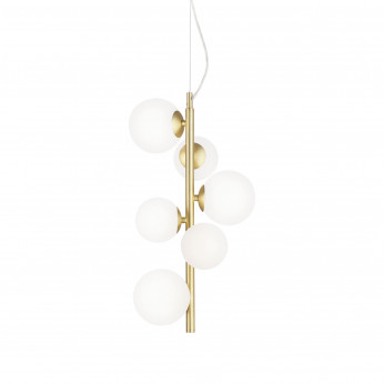 Ideal lux Lampada a sospensione con struttura in metallo e 6 diffusori in vetro Perlage