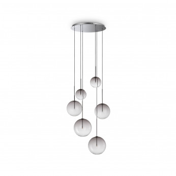 Ideal lux Lampada a sospensione con struttura metallo rotonda e 6 diffusori in vetro Equinoxe
