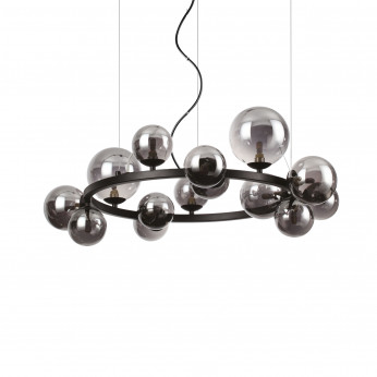 Ideal lux Lampada a sospensione grande struttura in metallo e 14 diffusori in vetro Perlage