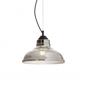 Ideal lux Lampada a sospensione industrial in metallo e diffusore in vetro a campana Bistrò