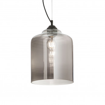 Ideal lux Lampada a sospensione industrial in metallo e diffusore in vetro a cilindro Bistrò